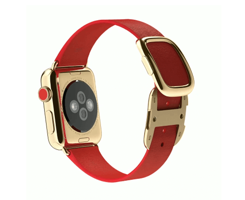 Apple Watch スーパーコピー38mm 18Kイエローゴールドケースとブライトレッドモダンバックル