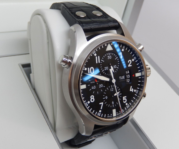 IWC パイロットウォッチ スーパーコピーIW377801 ダブルクロノグラフ SS/皮 ブラック