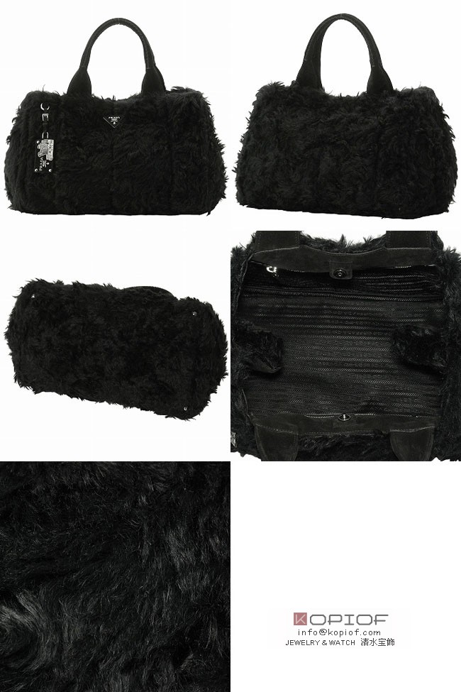 プラダ カナパ コピーFUR MOHAIRムートントートバッグ BN1918 FUR MOHAIR NERO