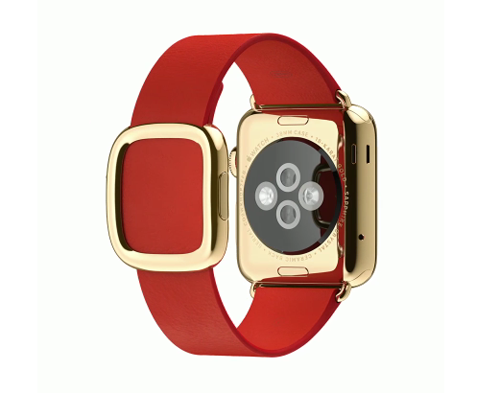 Apple Watch スーパーコピー38mm 18Kイエローゴールドケースとブライトレッドモダンバックル