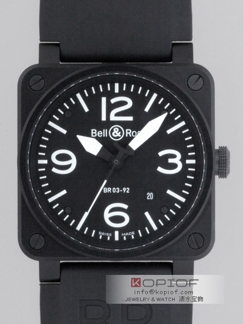 ベル＆ロス スーパーコピーBell＆Ross BR03-92 CARBON ラバー ブラック/ホワイトアラビア