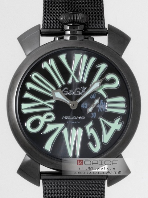 ガガミラノ スリム46MM スーパーコピークォーツ 5082.2 SS(PVD)ブレス ブラック/グリーンナンバー