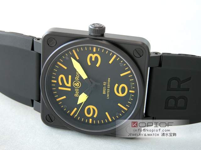 ベル＆ロス スーパーコピーBell＆Ross BR01-92 YELLOW ラバー ブラック/イエローアラビア