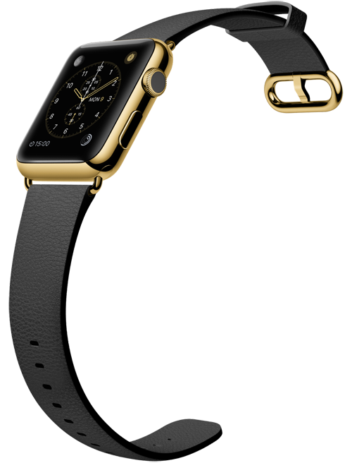 Apple Watch スーパーコピー42mm 18Kイエローゴールドケースとブラッククラシックバックル