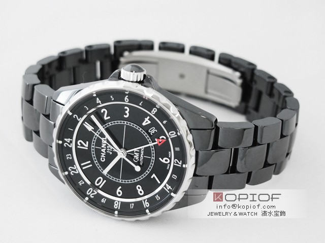 シャネルJ12 スーパーコピーH3102 38mm GMT ブラックセラミック ブラック