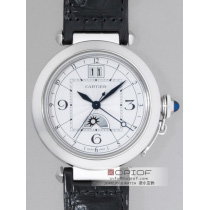 カルティエ パシャ スーパーコピーXL GMT W3109255 42mm 黒皮 シルバー