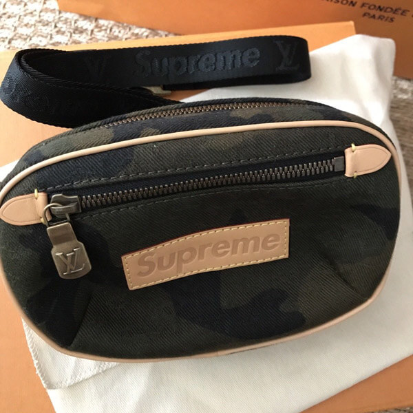 ルイヴィトン コピー  × シュプリーム バムバッグ M44202 BUMBAG PM バムバッグ カモフラージュ 