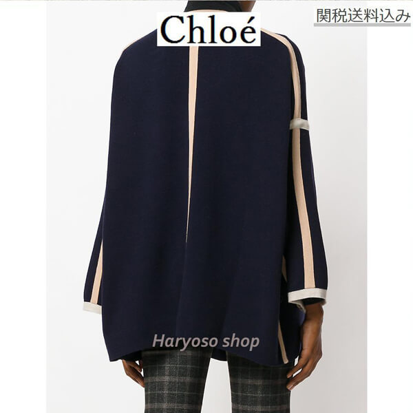 クロエCholeニットコート 長袖 ネイビー クロエ 服 レディース スーパーコピー