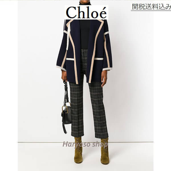 クロエCholeニットコート 長袖 ネイビー クロエ 服 レディース スーパーコピー