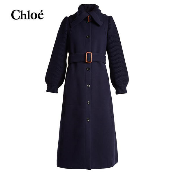 クロエ 2018AW chloe コート Navy-blue クロエ 服 レディース スーパーコピー