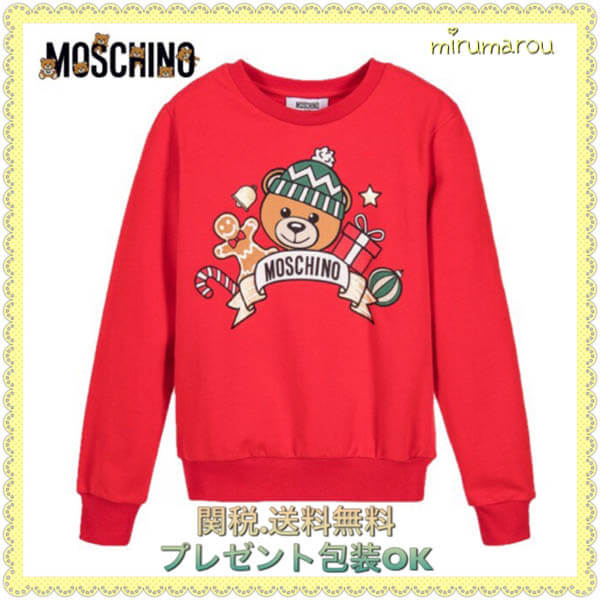 モスキーノ コピーMOSCHINO 2018 クリスマス テディロゴ スウェット スウェット・トレーナー