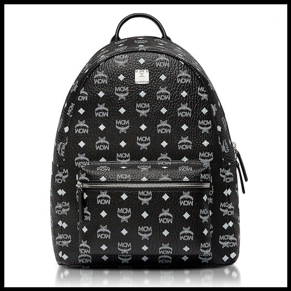 MCM リュック Black M White Logo Visetos Stark バックパック MCM コピー