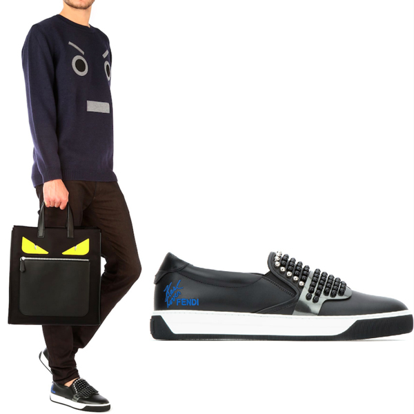 フェンディ スニーカー FE1072 KARLITO STUDDED SLIP-ON SNEAKERS フェンディ スニーカー コピー