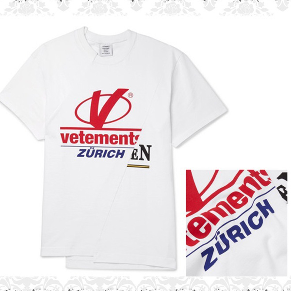 ヴェトモン tシャツ コピー VETEMENTS(ヴェトモン) 大人気 アシンメトリー ロゴ Tシャツ