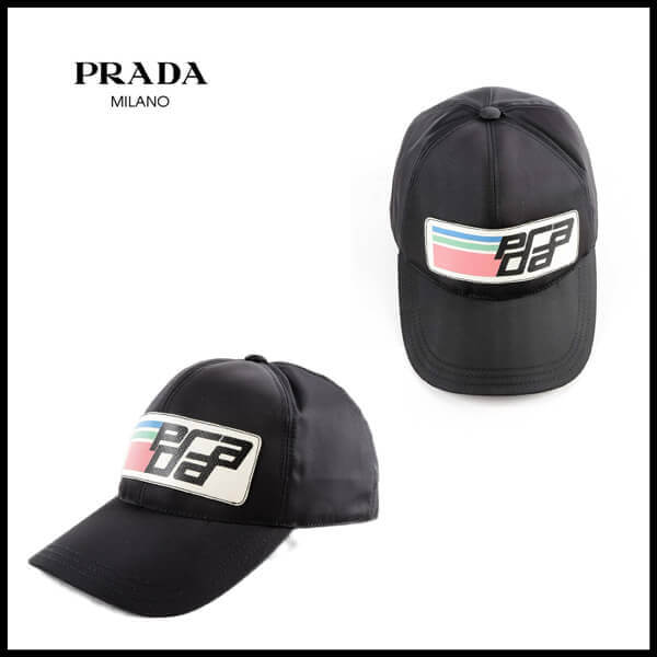 プラダ キャップスーパーコピーロゴ キャップ SAFFIANO LOGO NYLON BASEBALL CAP_BLACK_68I-GFG017