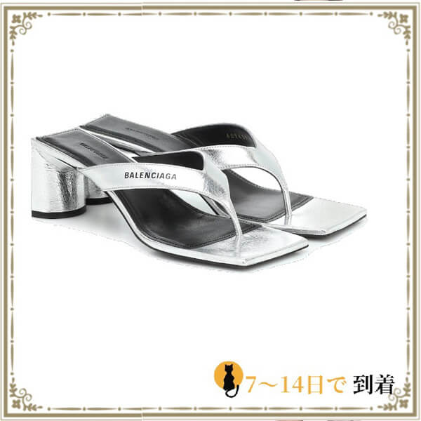 2020SSバレンシアガ サンダル コピー 人気アイテム★Logo leather T-bar sandals