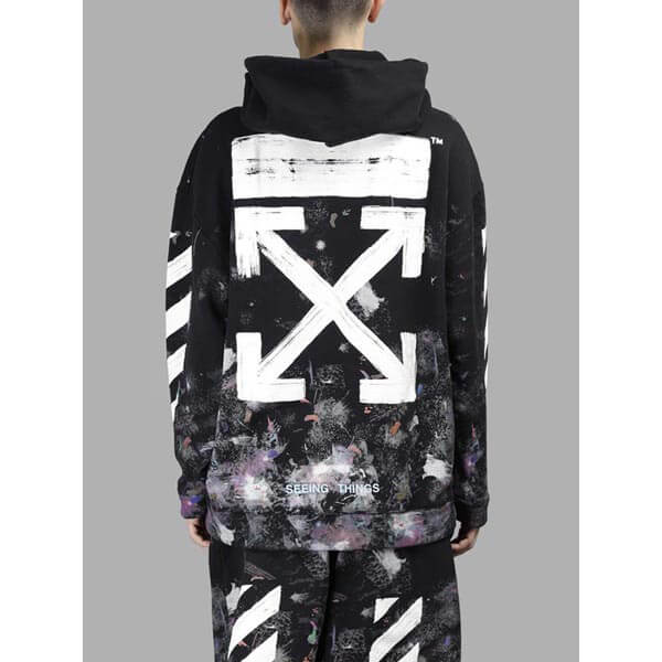 オフ ホワイト パーカー 偽物 OFF WHITE 17FW DIAG GALAXY BRUSHED OVER 東京HOODIE PARKA 芸能人OMBB009F176190309901