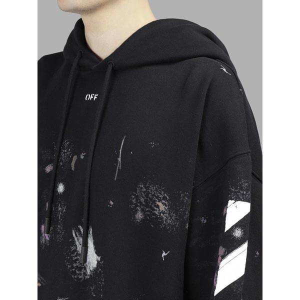 オフ ホワイト パーカー 偽物 OFF WHITE 17FW DIAG GALAXY BRUSHED OVER 東京HOODIE PARKA 芸能人OMBB009F176190309901