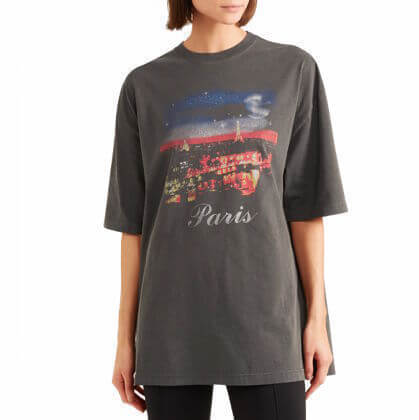 バレンシアガ tシャツ 偽物 大人気 Oversize Paris プリントTシャツ 480065TYK361055