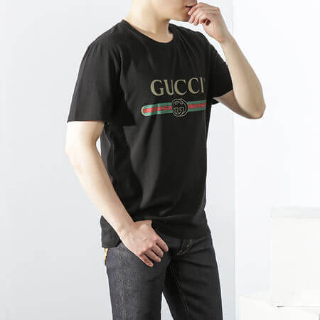 新作大人気 グッチ  Tシャツ コピー グッチ T-Shirt Glitter Print Cotton