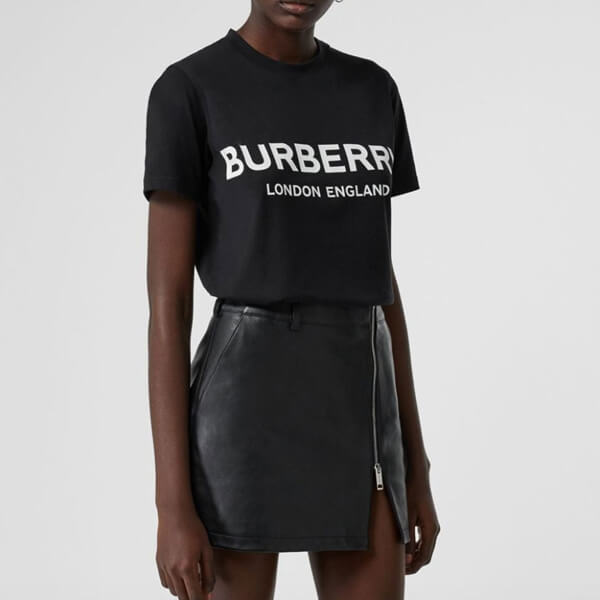 Burberry バーバリー Tシャツ コピー ロゴプリント コットンTシャツ ブラック 8008894