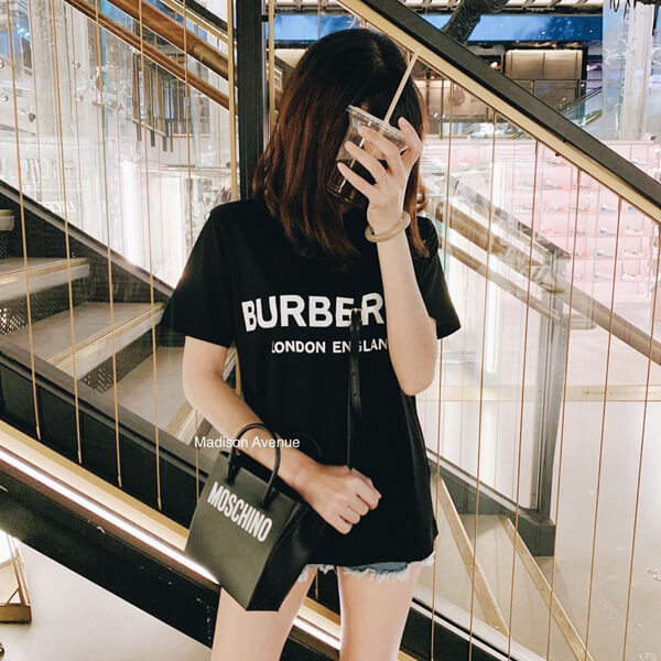 Burberry バーバリー Tシャツ コピー ロゴプリント コットンTシャツ ブラック 8008894