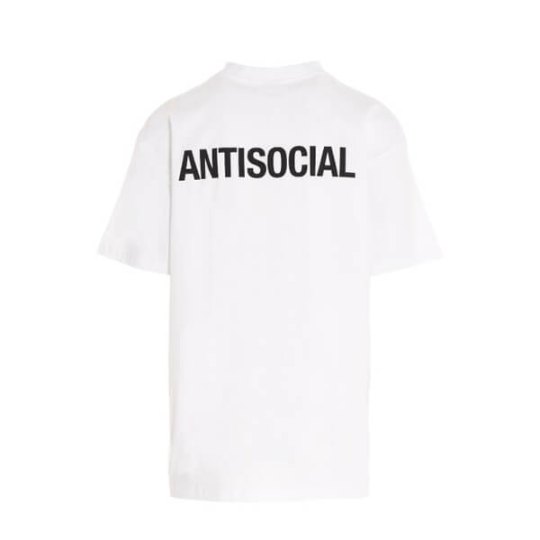 ヴェトモン tシャツ 偽物  VETEMENTS 20FW ANTISOCIAL スローガン ロゴTシャツ　オーバーサイズ