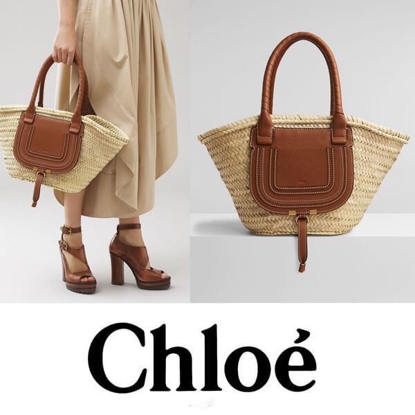 Chloe クロエ かごバッグ コピー ラフィア×レザー マルシェかごバッグ