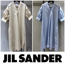 ジルサンダー ドレス コピー Jil Sander 2020SS新作 Vネック ドロップショルダ...