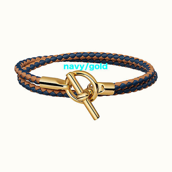 エルメス ブレスレット コピー カーフスキン Glenan Double Tour bracelet/ゴールド金具