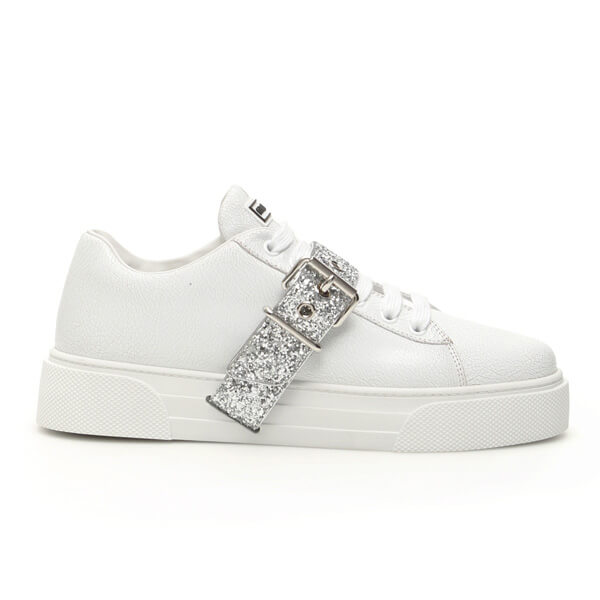 ミュウミュウ スニーカー コピー 厚底 sneaker with glitter strap タンにラバーロゴ