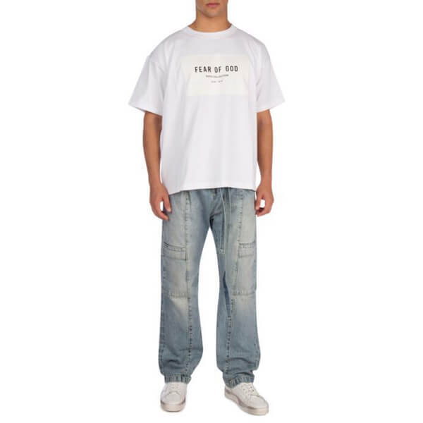 関税・送料込 FEAR OF GOD パロディWHITE COTTON Tシャツ