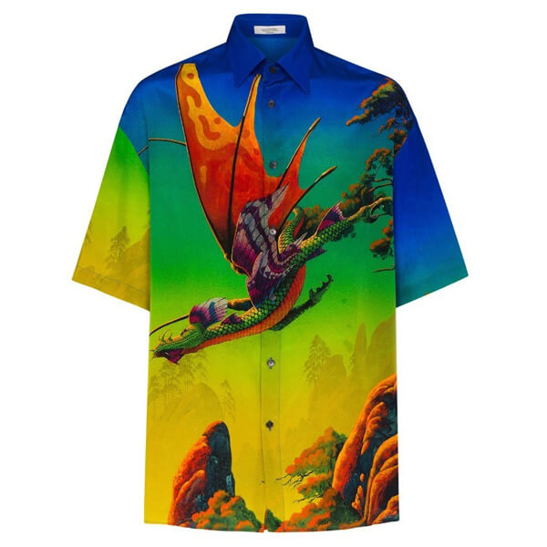  ヴァレンティノ Tシャツ コピー  DRAGON AT DAWN PRINT SHORT-SLEEVED SHIRTTV0AA77165S84M