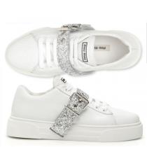 ミュウミュウ スニーカー コピー 厚底 sneaker with glitter strap タ...