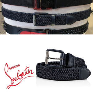 日本未入荷◆ルブタン ベルト スーパー コピー メンズベルト◆【ディオール louboutin Hugo Belt】◆ネイビー 3195162U522