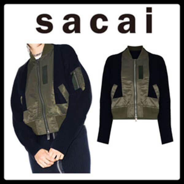 sacai ニット切替ボンバージャケット 偽物 20秋冬新作/大人気売切必須