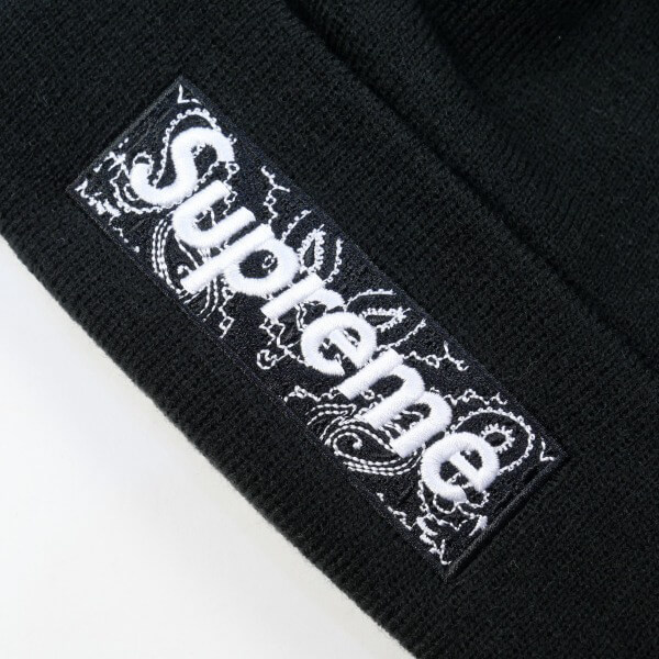 シュプリーム ニット 帽 偽物 シュプリームNEW ERA BOX LOGO BEANIE ブラッ