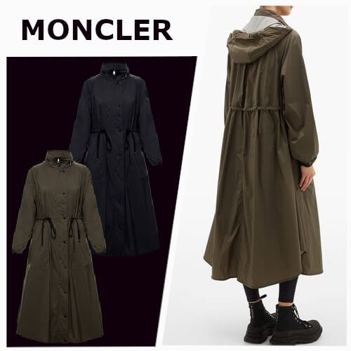 MONCLER LIN 偽物マットナイロンフード付き ロング丈 コート 2色展開 NT0922012020