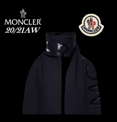 20/21AW新作【MONCLER】偽物ハーフシャインレタリングロゴマフラー