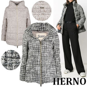 HERNO ヘルノスーパーコピーウール混 キルティング 千鳥格子 フルジップ ダウン ジャケット PI1190DM0133248 1985