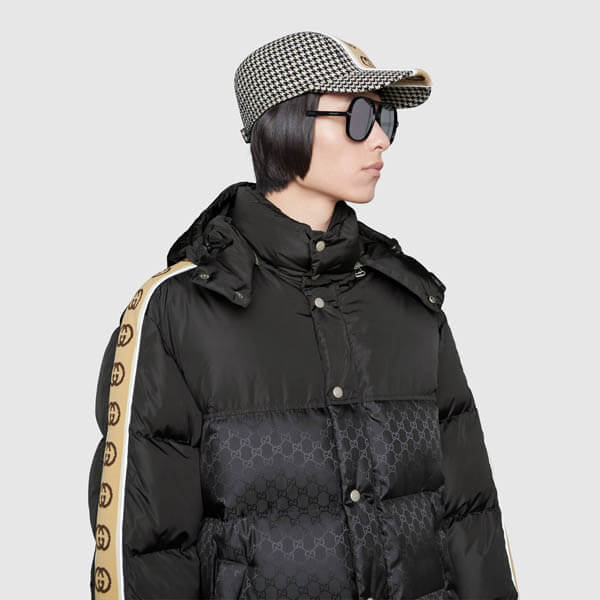 注目◇GG ジャカード Down Jacket◇グッチダウン ブラックコピー