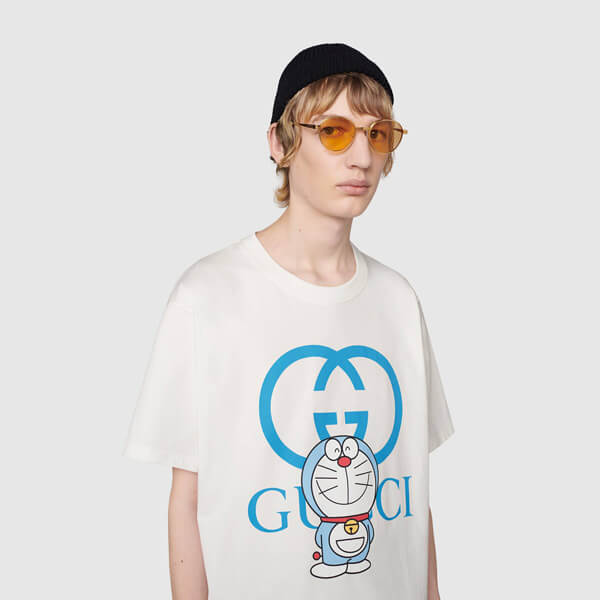 ☆21SS☆ドラえもん グッチ 偽物★コラボ★オーバーサイズ Tシャツ 616036 XJDEZ 9791