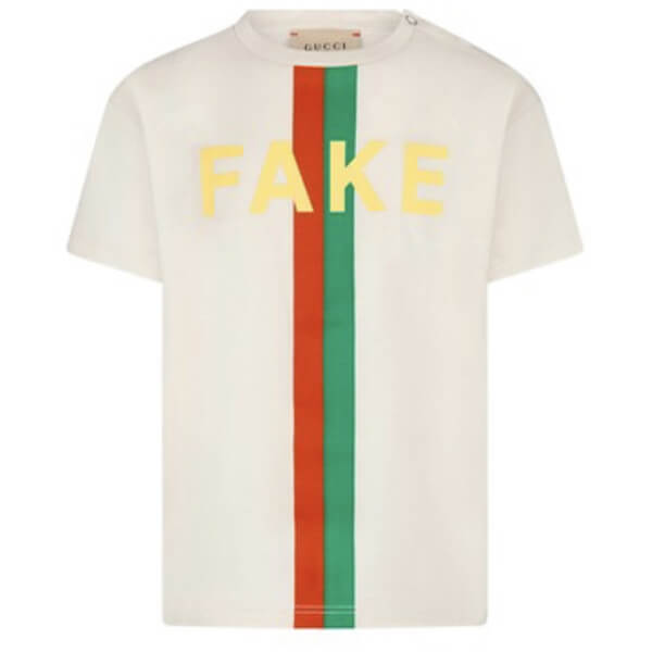 グッチ FAKE NOT コピーグッチ Tシャツ 2021SS グッチ Baby ☆ NOT FAKEロゴTシャツ WH