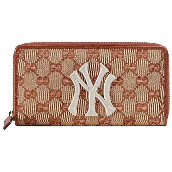 グッチ NY Yankees パッチ モノグラム ジップ ロングウォレット