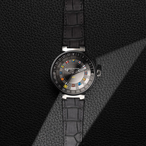 ルイヴィトン時計 TAMBOUR MOON DUAL TIME GRAPHITE 44  偽物 QA097Z