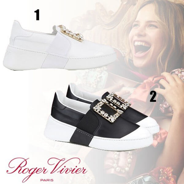 Roger Vivier  クリスタルバックル付 レザー スケート スニーカー 21030925