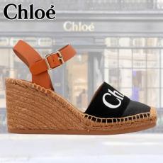 送料 関税込 Chloe ロゴ ウェッジエスパドリーユ ブラック