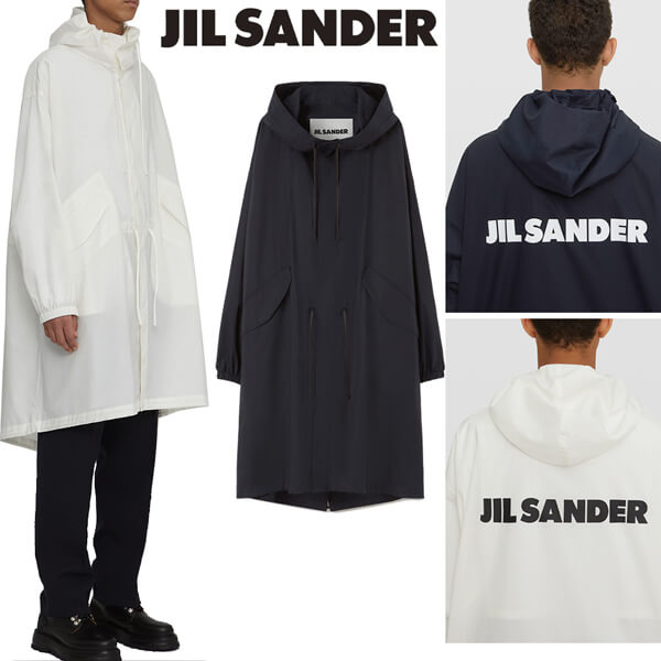 【JIL SANDER】バック偽物 ロゴ★コットン パーカー Dark Blue