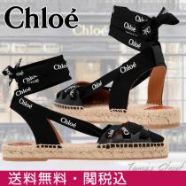 送料 関税込 Chloe ロゴ エスパドリーユ ブラック