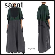 VIP価格★sacai★グレーxグリーン オーバーサイズパンツドレス 20-04820